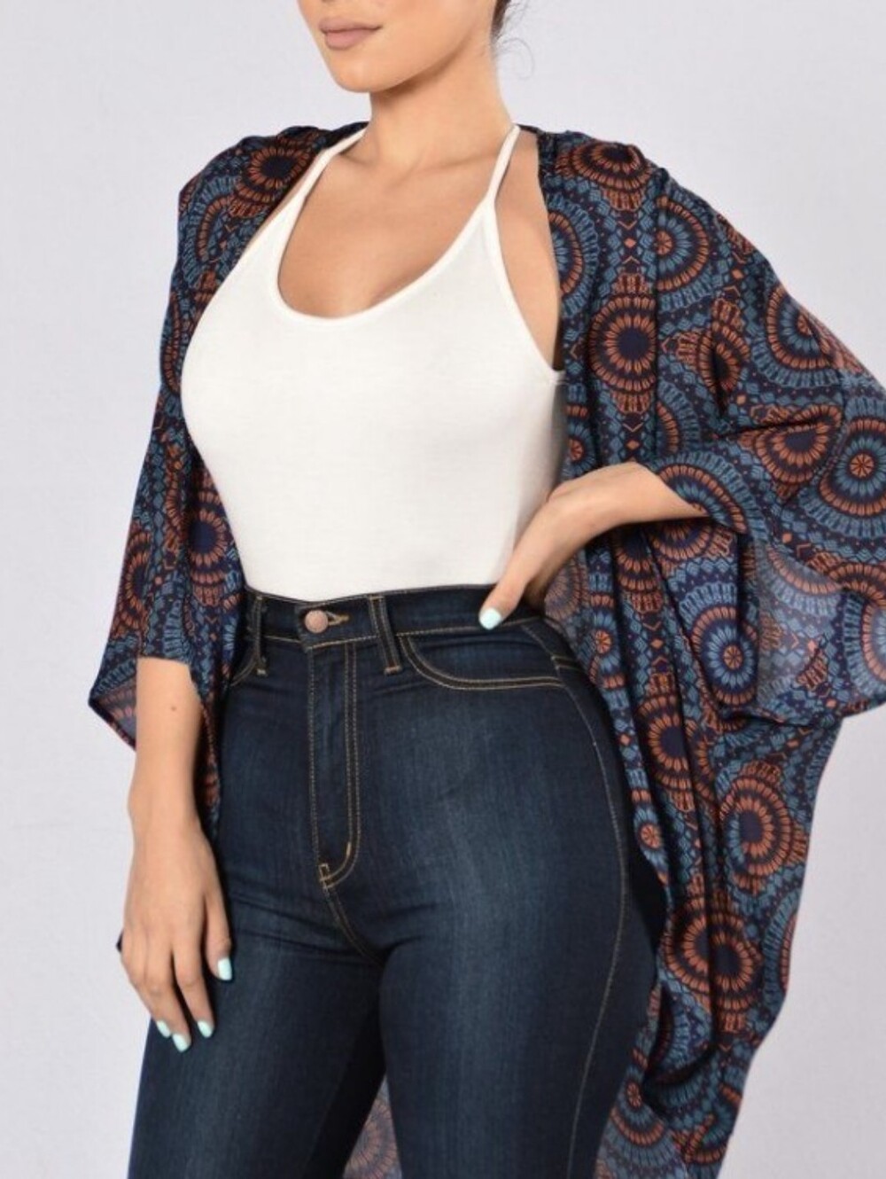New Fashion Nova Seeing Swirls Kimono Teal
